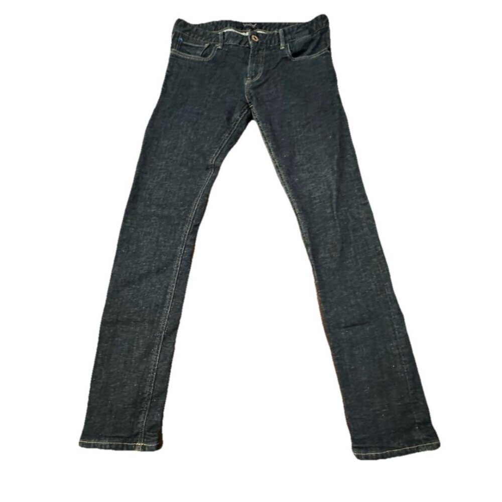 SCOTCH & SODA  Slim Straight Denim Jeans 30 X32 Dark Wash Leather Patch